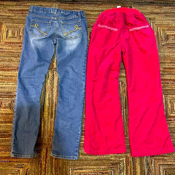 2 Pants Girls Size 8/9 Gymboree Pink Corduroy fleece pants Est 89 Place Jeans - Picture 2 of 8